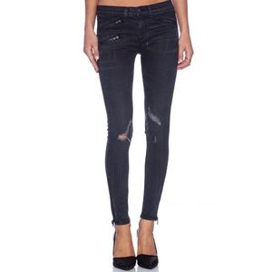 Rag & Bone Moto StyleBlack Wash Skinny Jea…